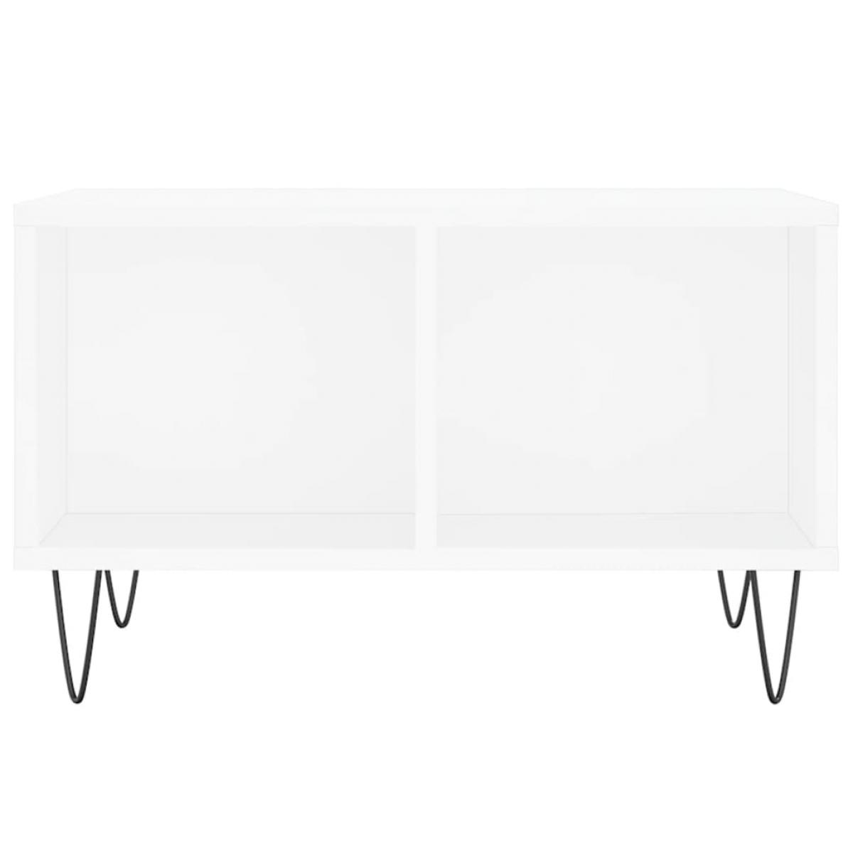 Mesa de centro madera contrachapada blanco 60x50x36,5 cm