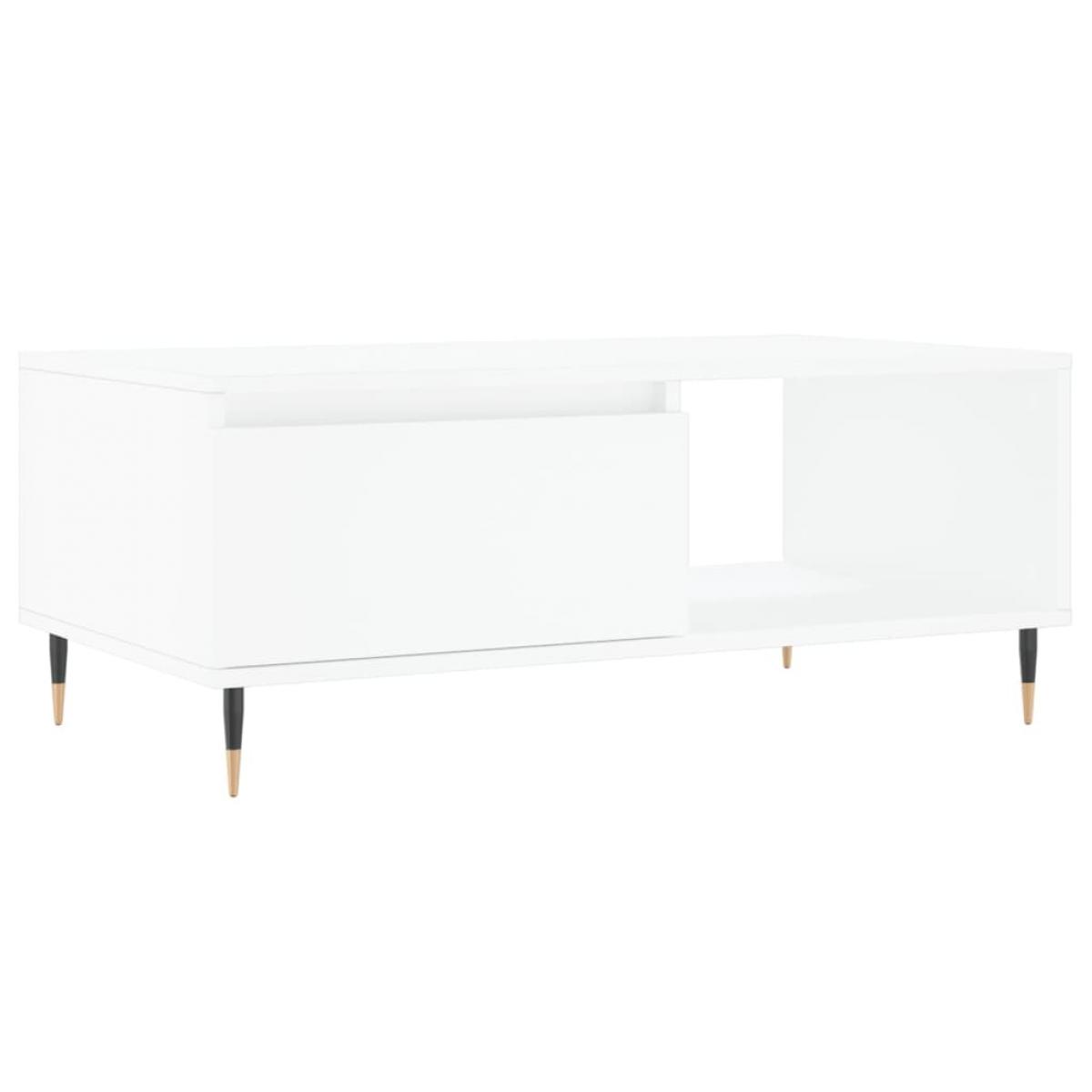 Mesa de centro madera contrachapada blanco 90x50x36,5 cm