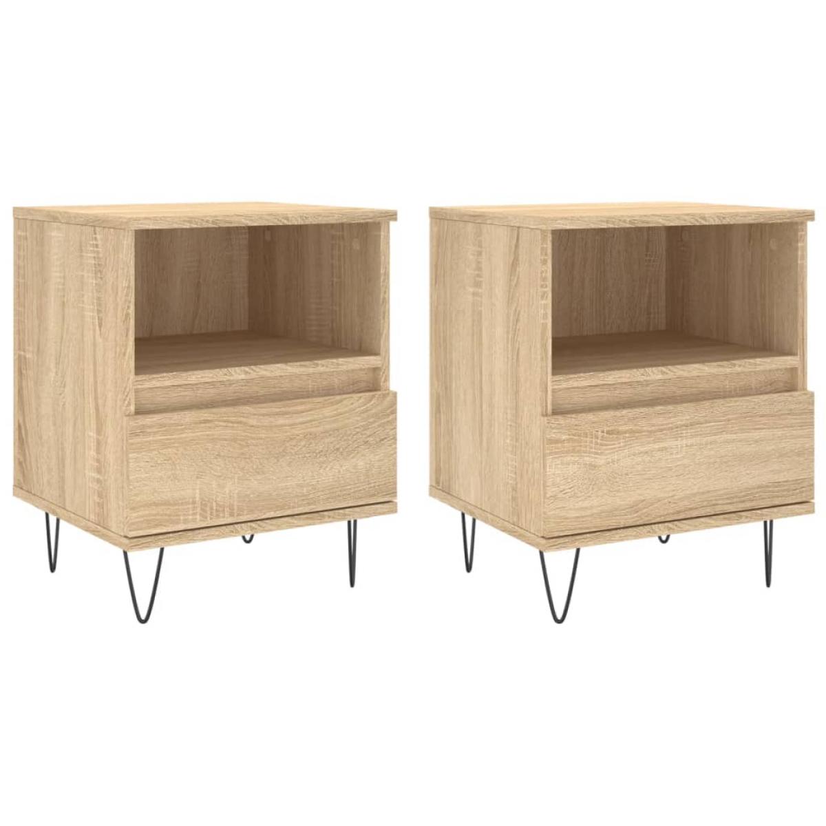 Mesitas noche 2 uds madera ingeniería roble Sonoma 40x35x50 cm