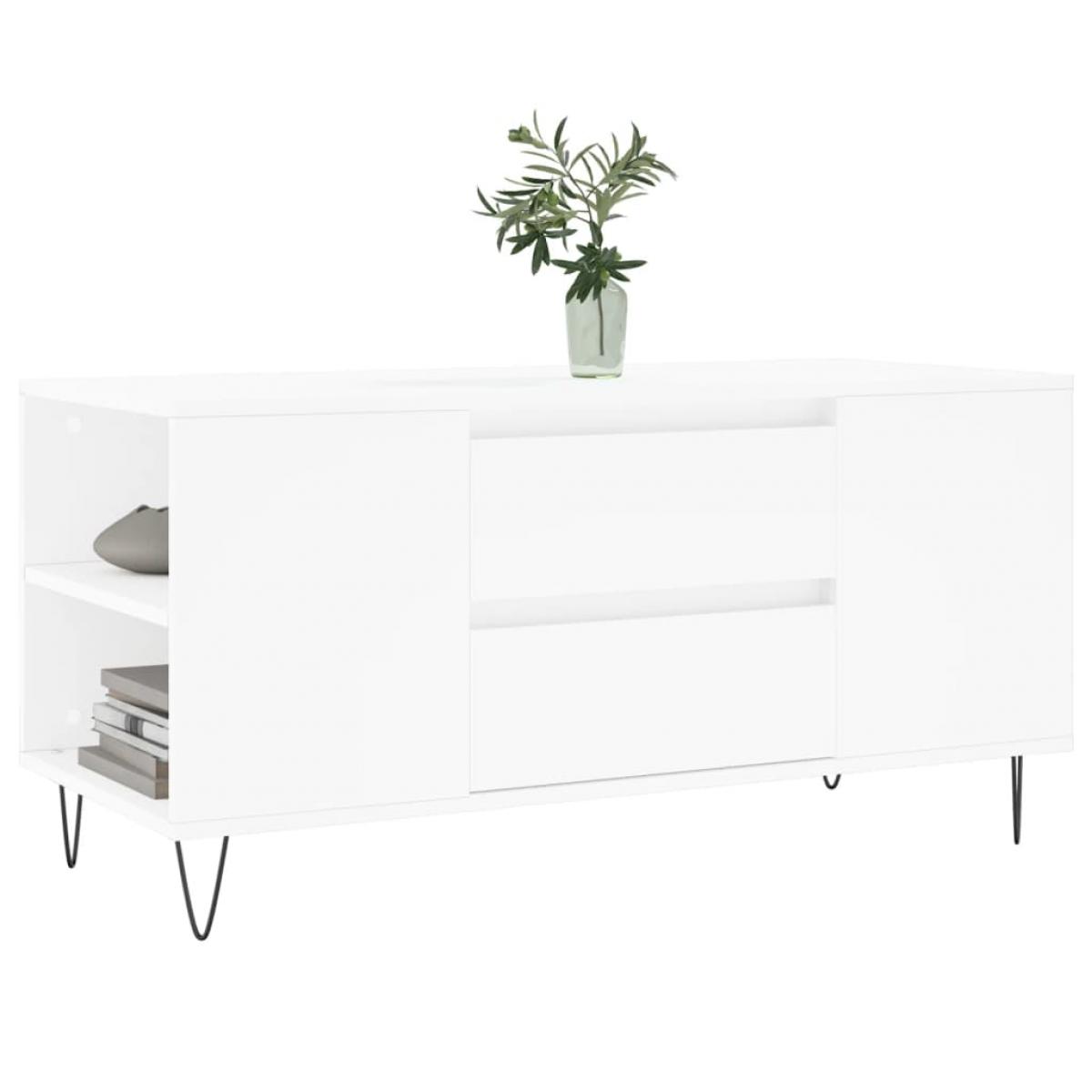Mesa de centro madera de ingeniería blanco 102x44,5x50 cm