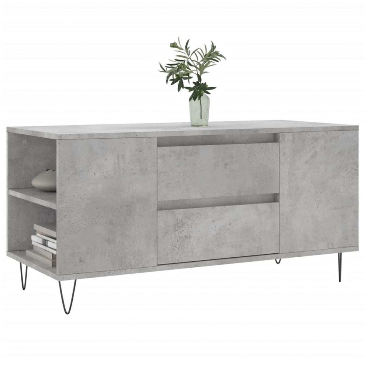 Mesa de centro madera ingeniería gris hormigón 102x44,5x50 cm