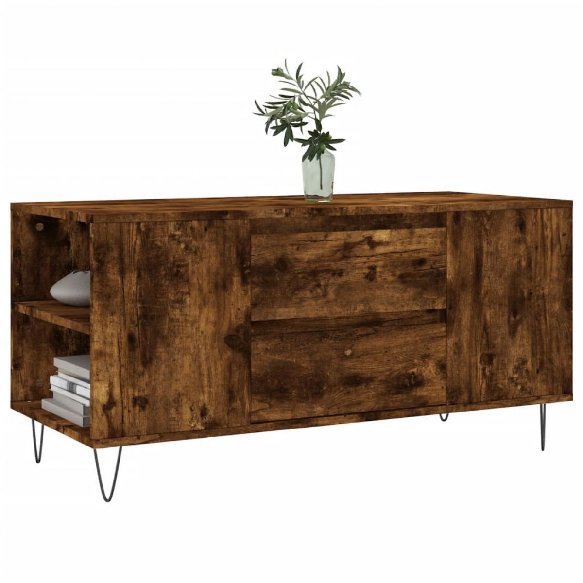 Mesa de centro madera ingeniería roble ahumado 102x44,5x50 cm