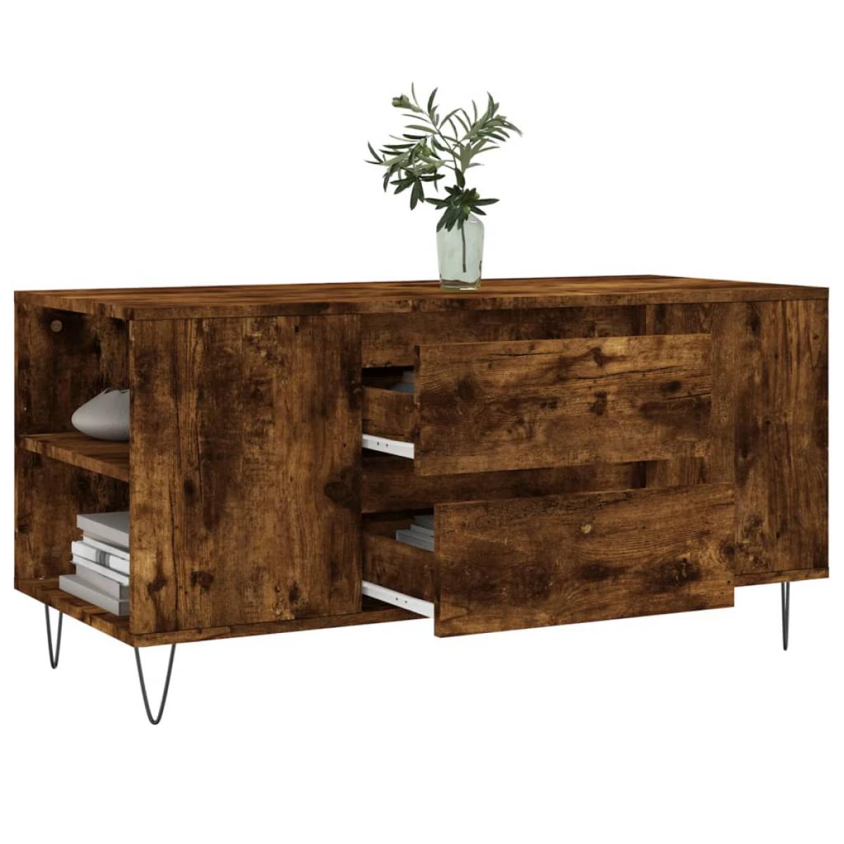 Mesa de centro madera ingeniería roble ahumado 102x44,5x50 cm