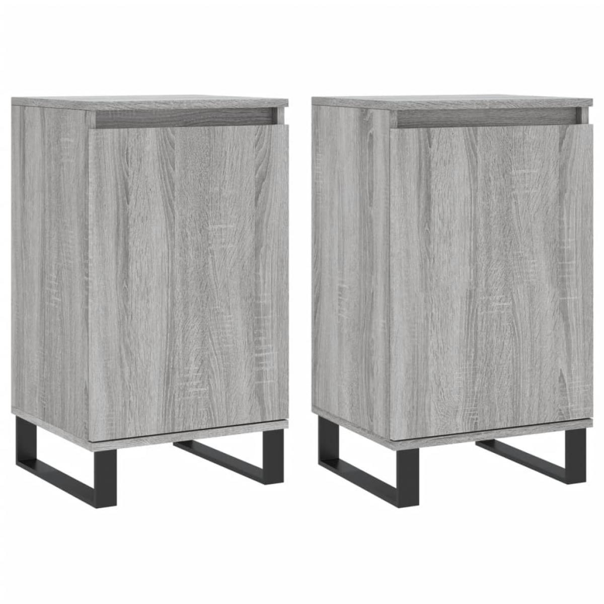 Aparadores 2 uds madera de ingeniería gris Sonoma 40x35x70 cm