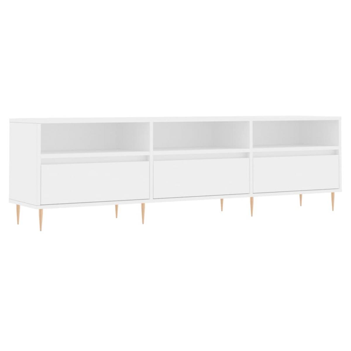 Mueble de TV madera contrachapada blanco 150x30x44,5 cm