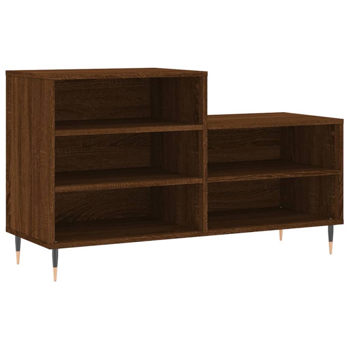 Mueble zapatero madera contrachapada roble marrón 102x36x60 cm