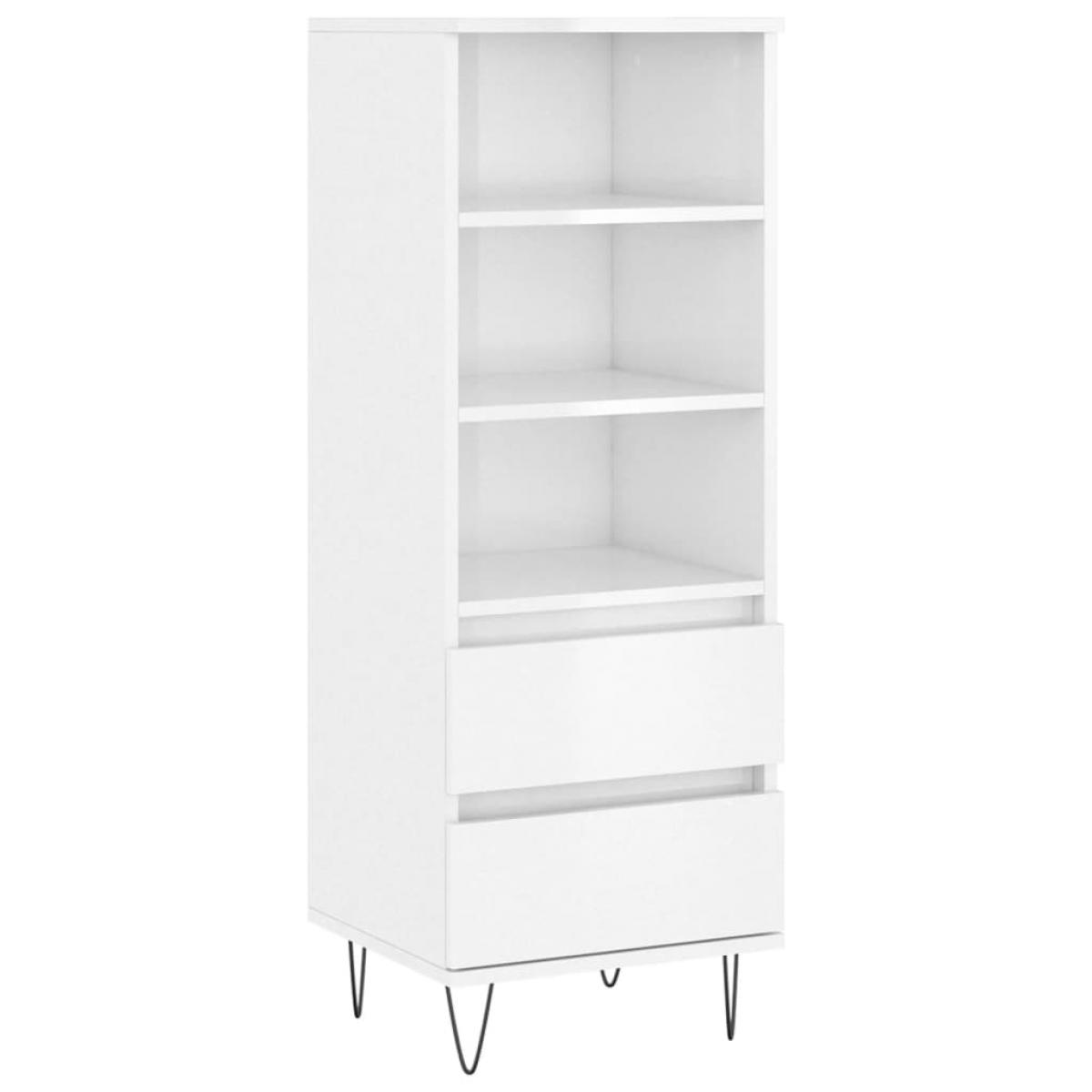 Aparador alto madera contrachapada blanco brillo 40x36x110 cm