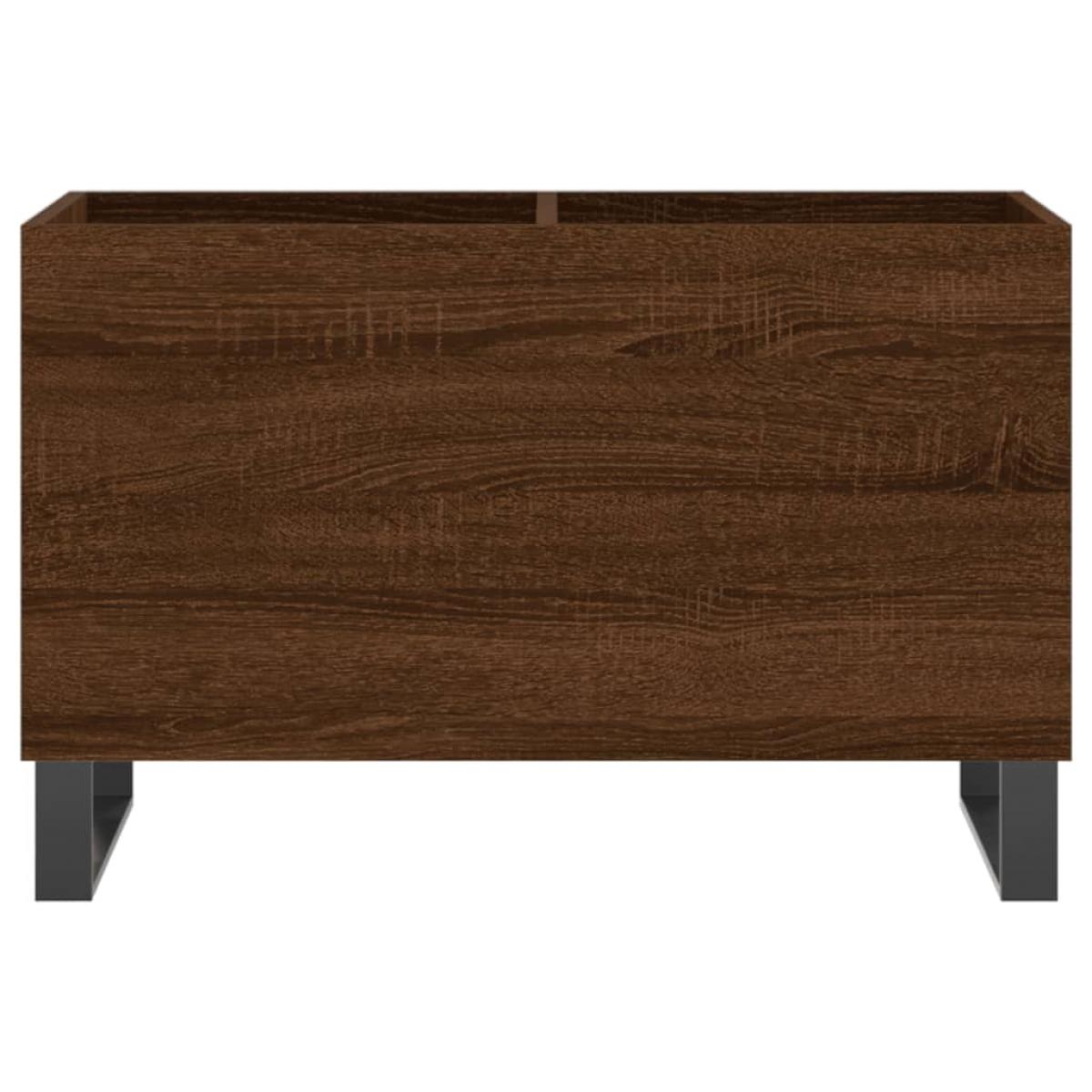 Mueble discos madera contrachapada roble marrón 74,5x38x48 cm