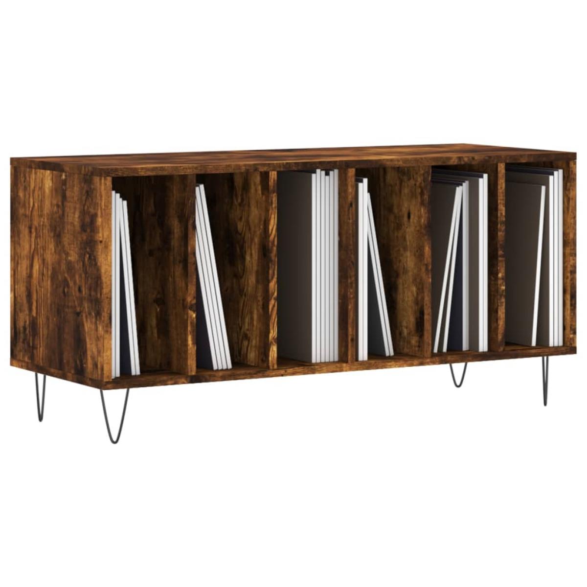 Mueble discos madera contrachapada roble ahumado 100x38x48 cm