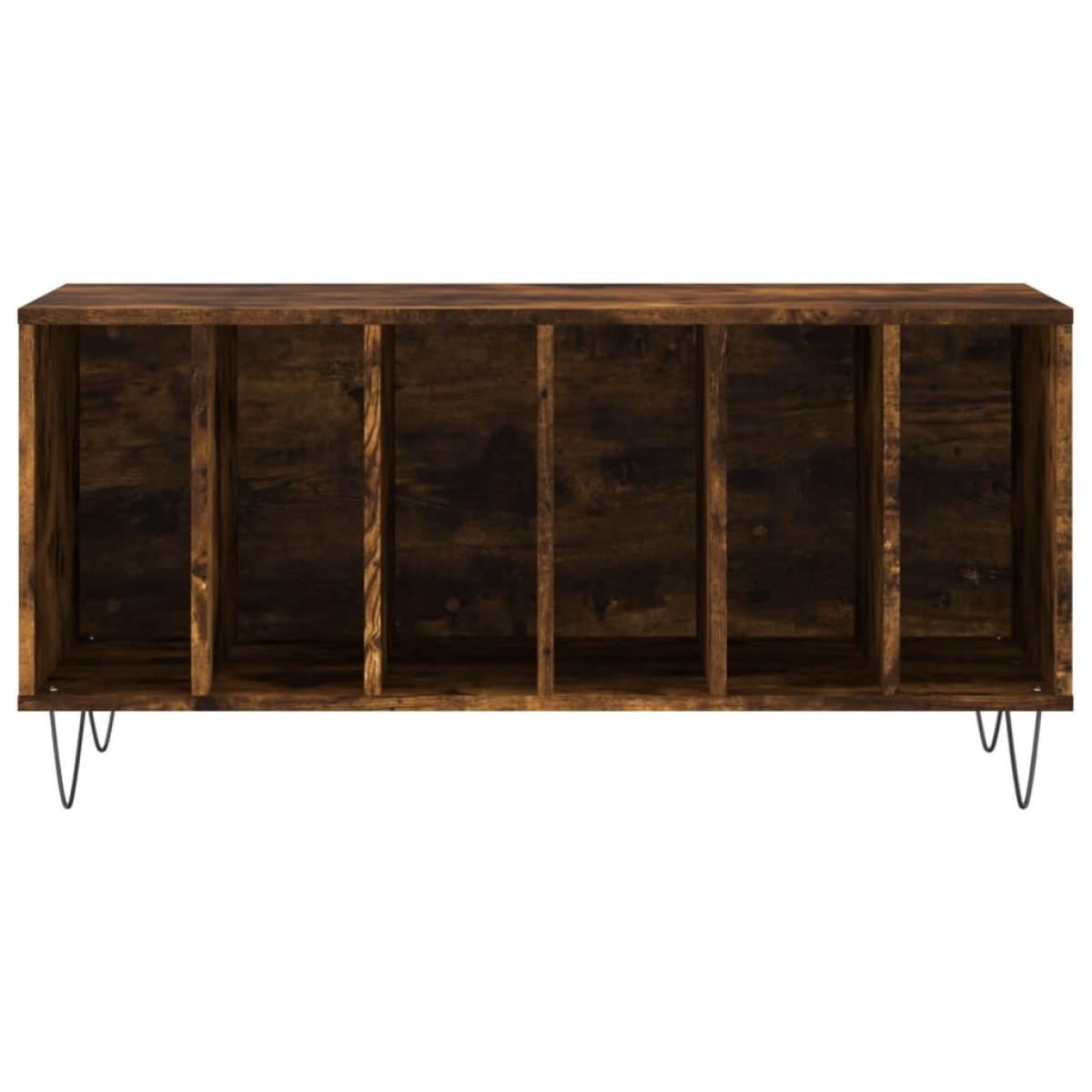 Mueble discos madera contrachapada roble ahumado 100x38x48 cm