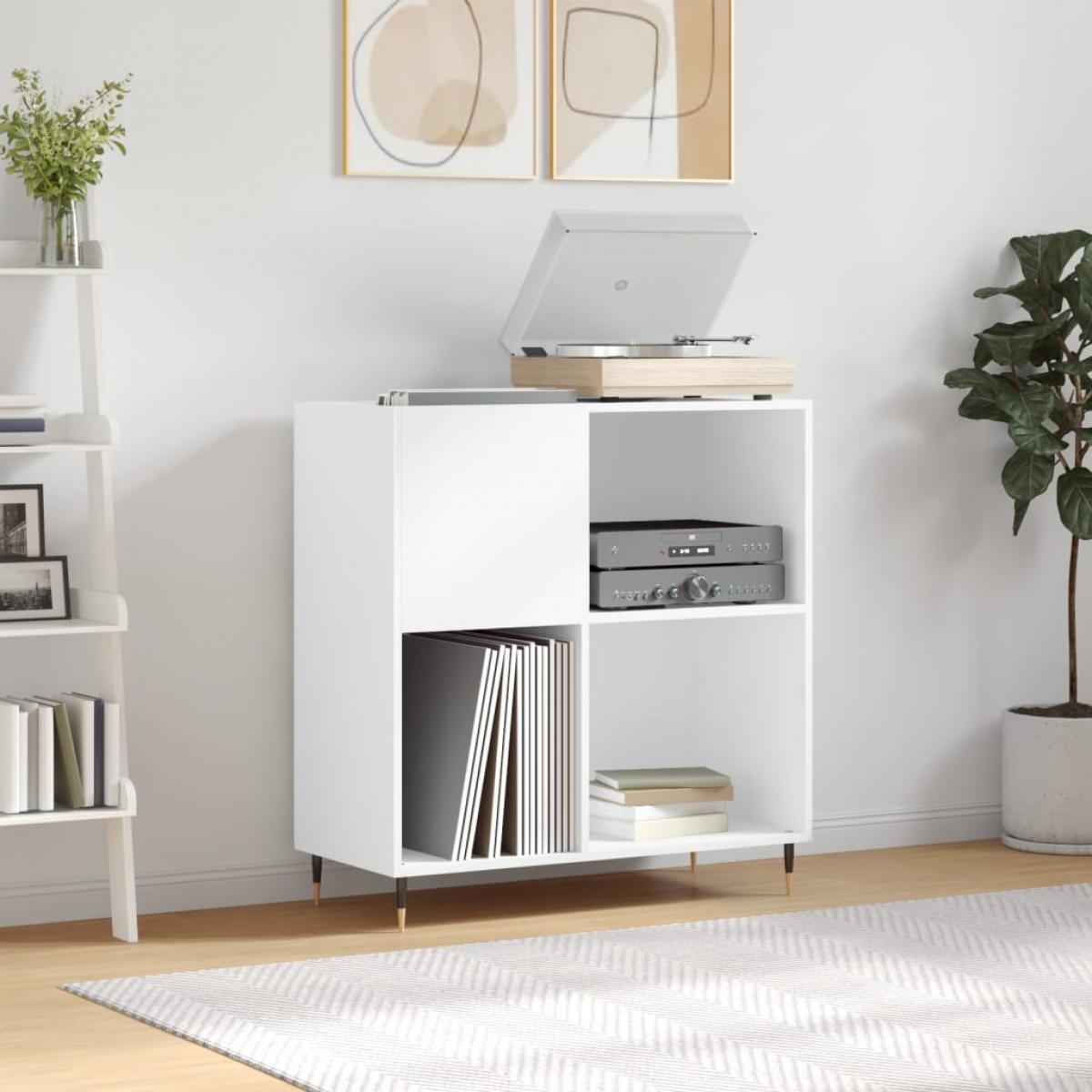 Mueble para discos madera contrachapada blanco 84,5x38x89 cm