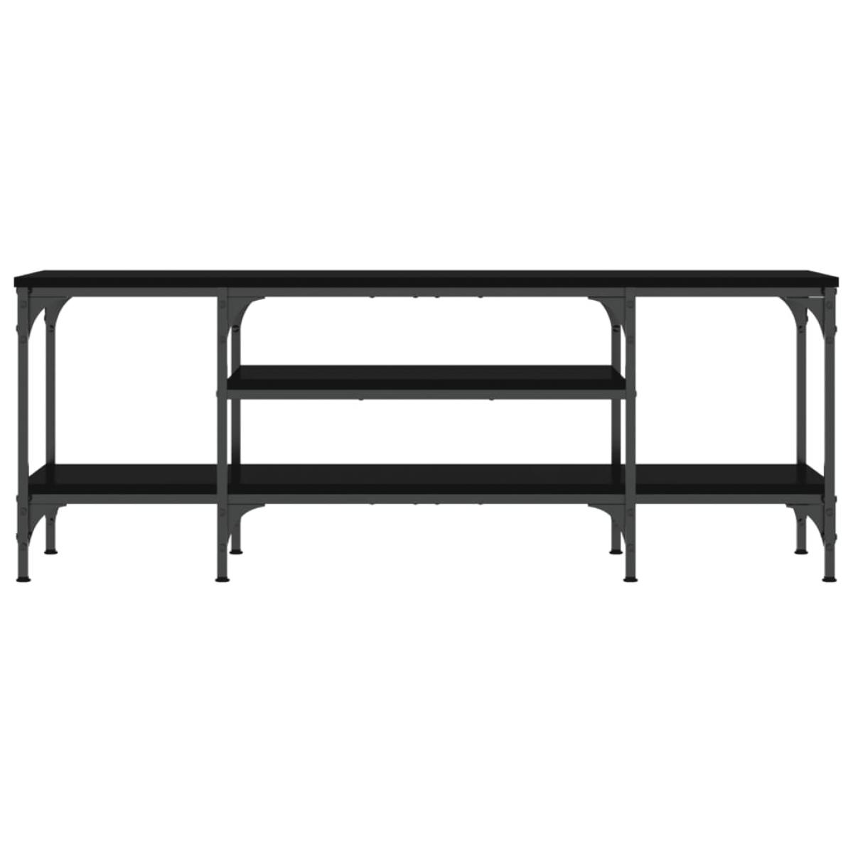 Mueble de TV hierro y madera contrachapada negro 121x35x45 cm