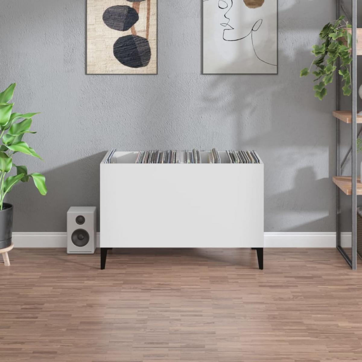 Mueble para discos madera contrachapada blanco 74,5x38x48 cm