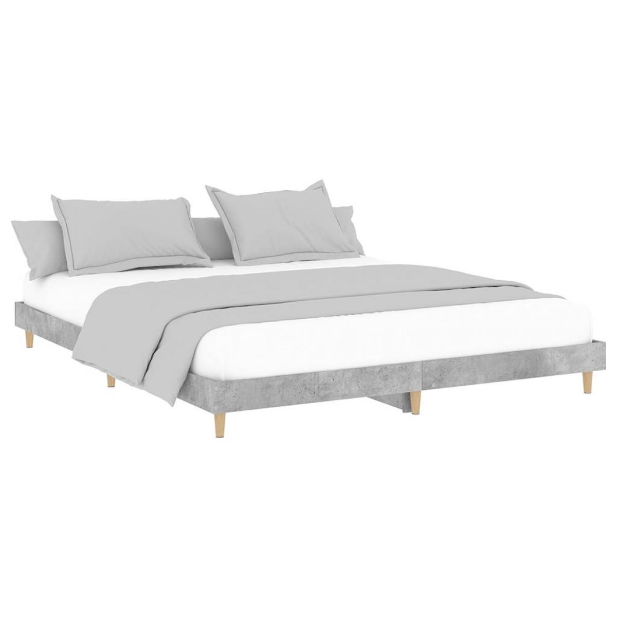 Estructura de cama madera de ingeniería gris hormigón 120x200cm