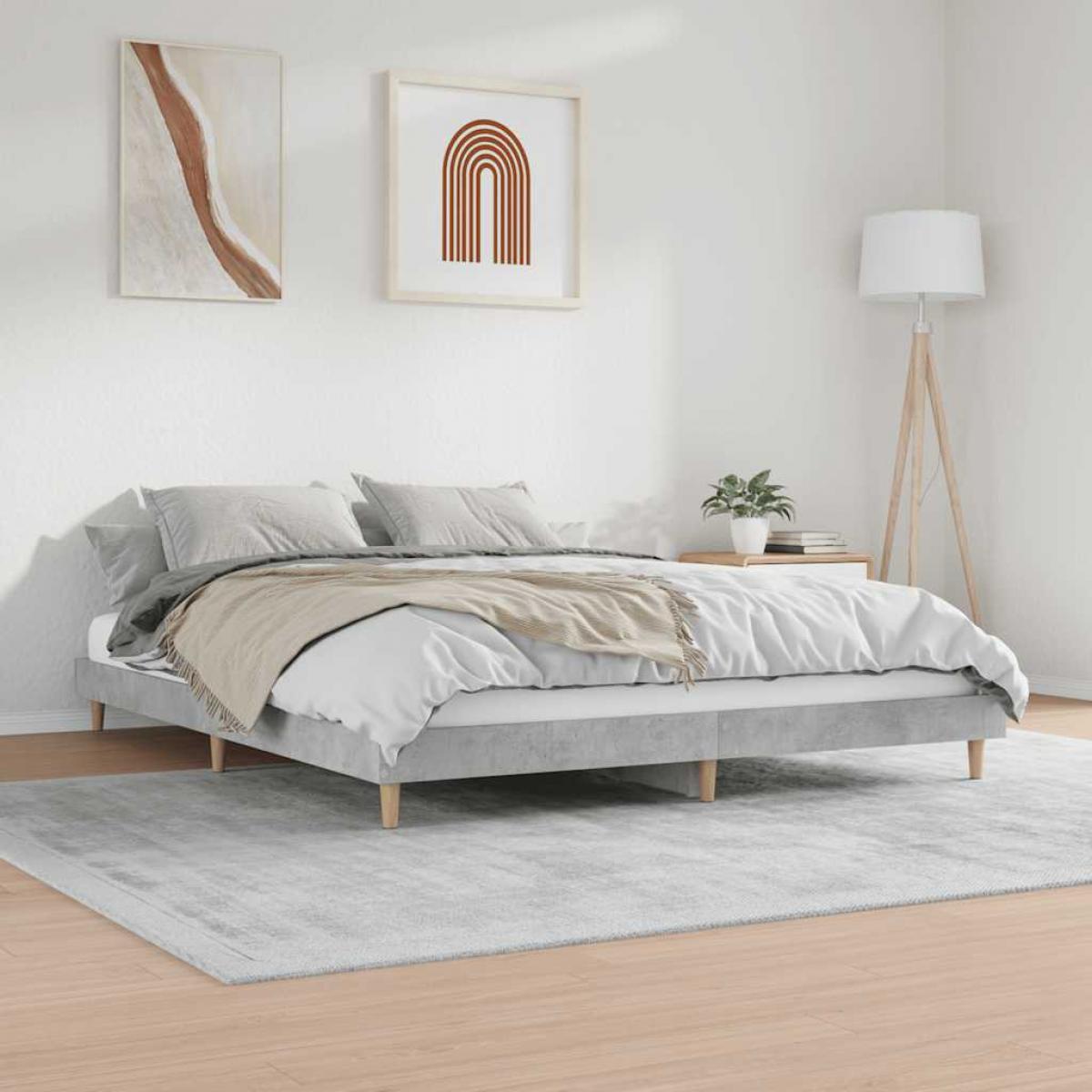Estructura de cama madera de ingeniería gris hormigón 120x200cm