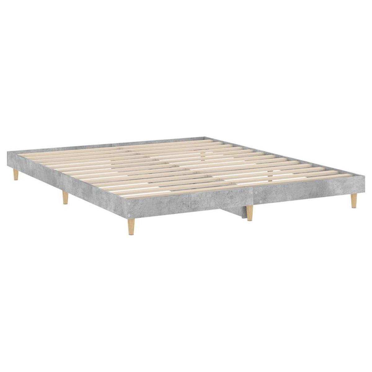 Estructura de cama madera de ingeniería gris hormigón 120x200cm