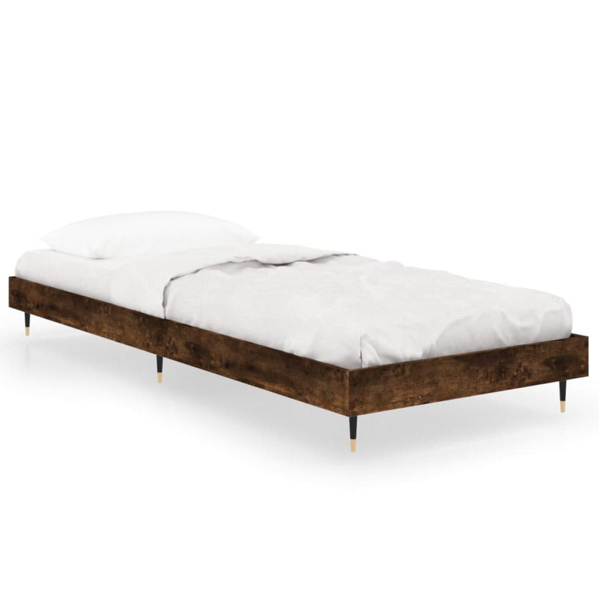 Estructura de cama madera contrachapada roble humo 75x190 cm
