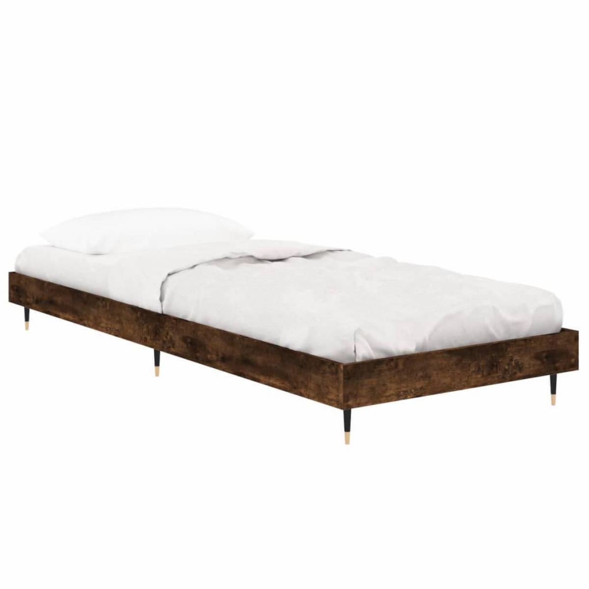 Estructura de cama madera contrachapada roble humo 75x190 cm