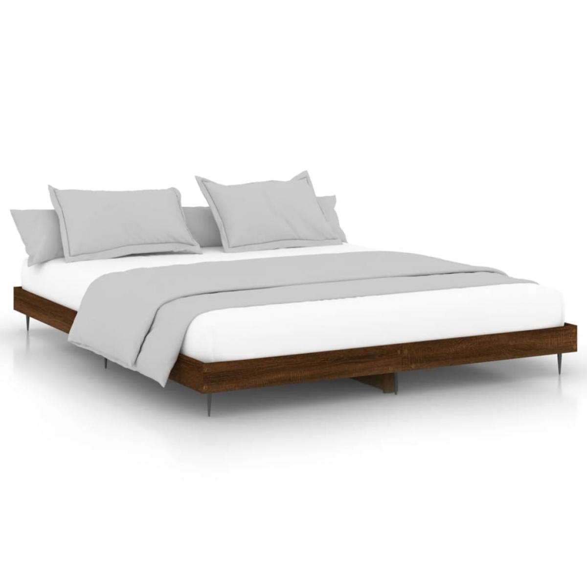 Estructura de cama madera de ingeniería marrón roble 200x200 cm