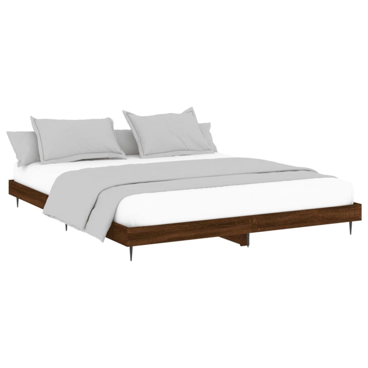 Estructura de cama madera de ingeniería marrón roble 200x200 cm