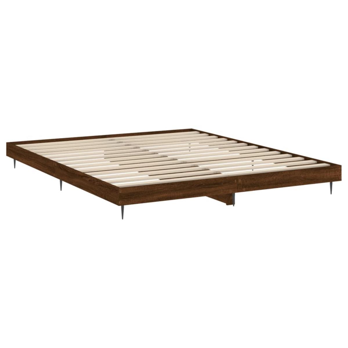 Estructura de cama madera de ingeniería marrón roble 200x200 cm