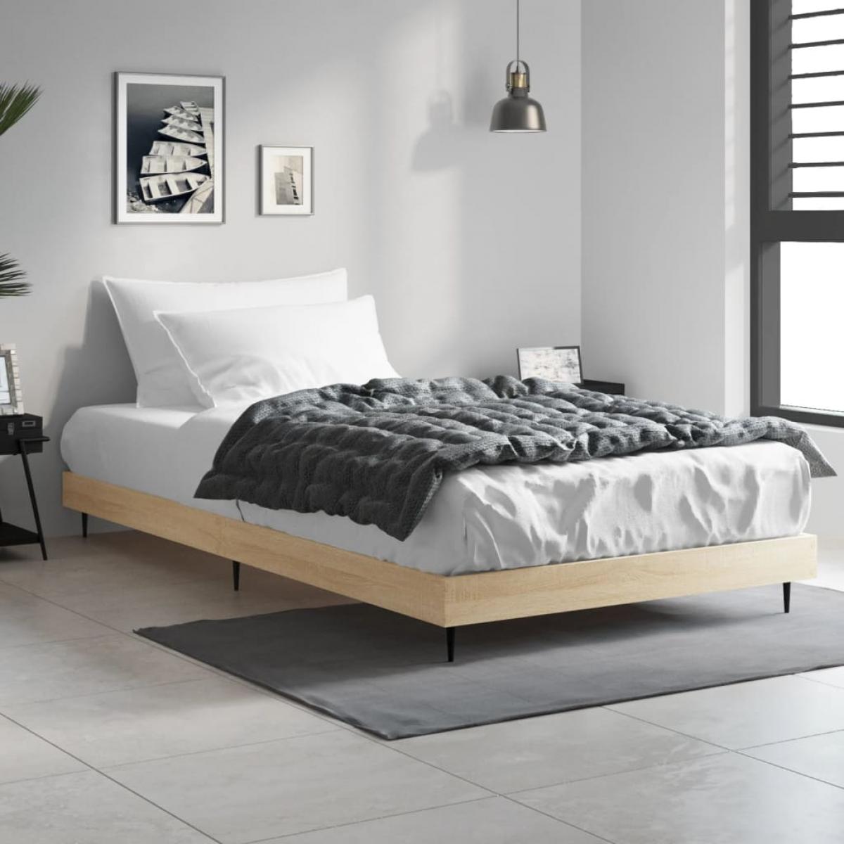 Estructura de cama sin colchón madera roble Sonoma 90x190 cm