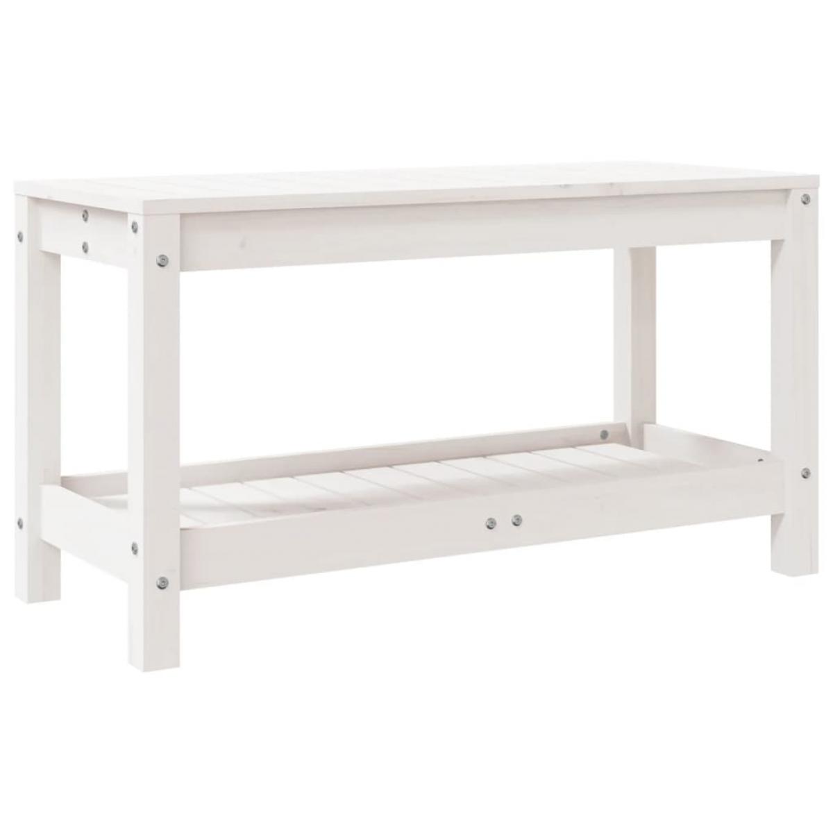 Banco de jardín madera maciza de pino blanco 82,5x35x45 cm