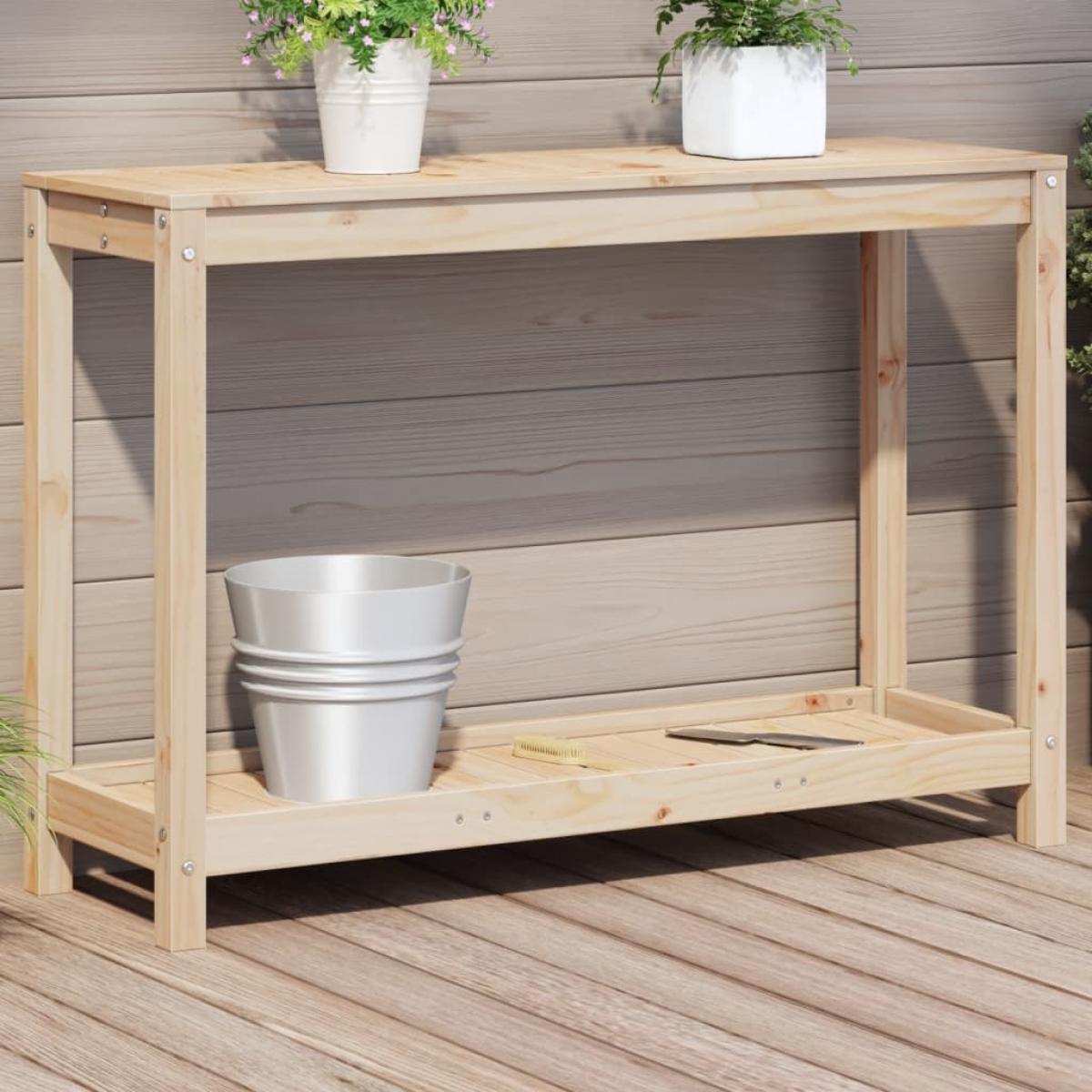 Mesa de plantación con estante madera maciza pino 108x35x75 cm