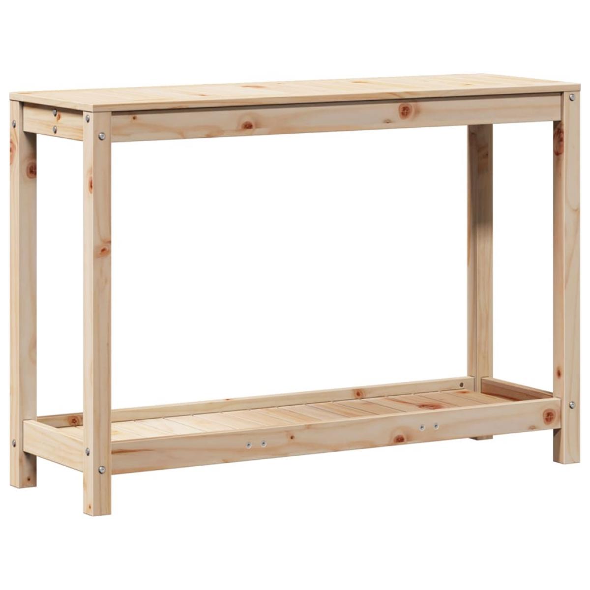 Mesa de plantación con estante madera maciza pino 108x35x75 cm