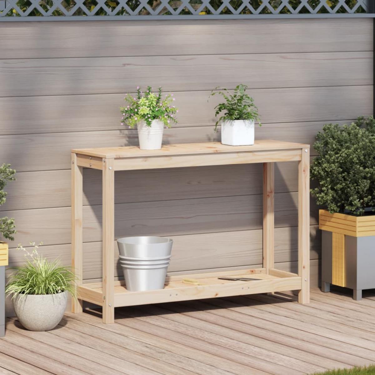 Mesa de plantación con estante madera maciza pino 108x35x75 cm