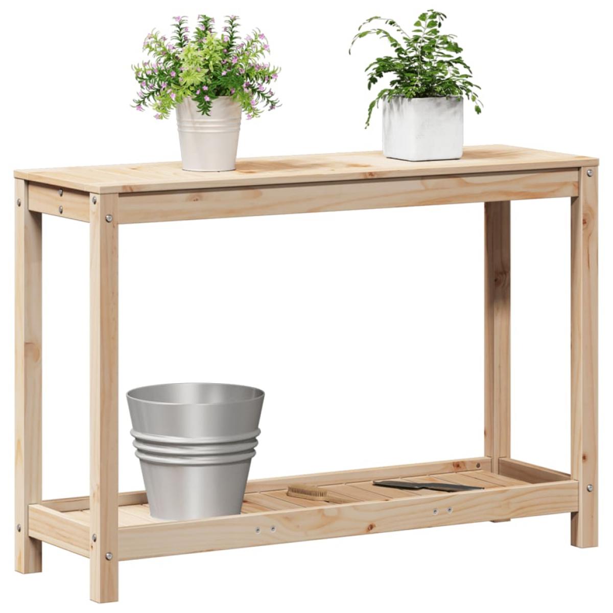 Mesa de plantación con estante madera maciza pino 108x35x75 cm