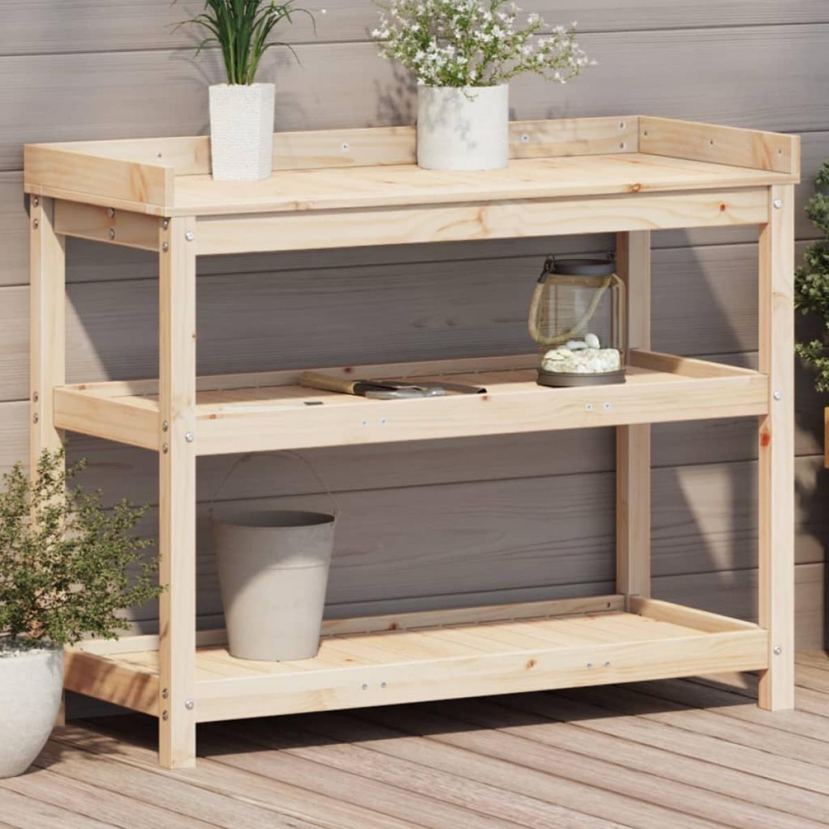 Mesa de plantación con estantes madera pino 108x45x86,5 cm