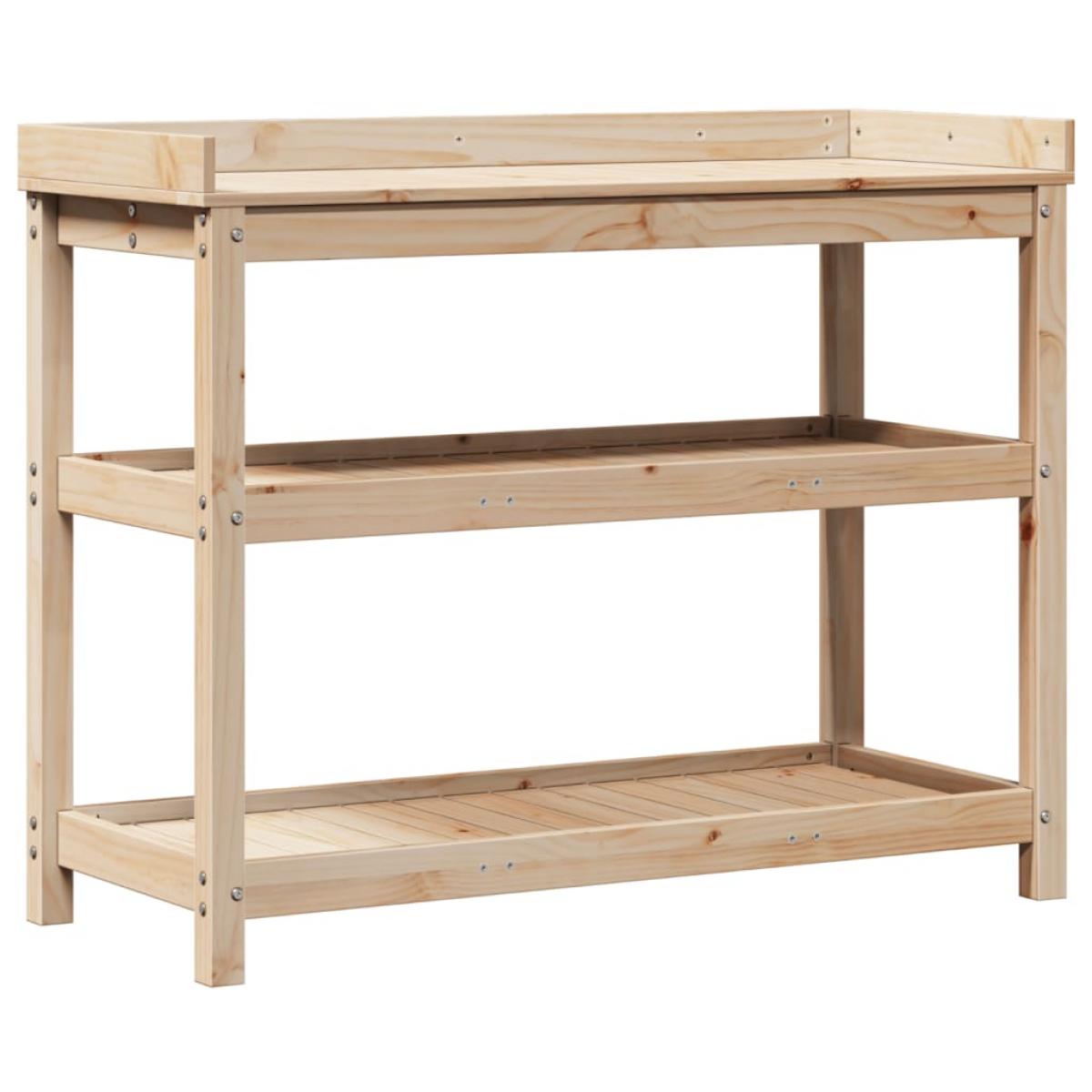 Mesa de plantación con estantes madera pino 108x45x86,5 cm