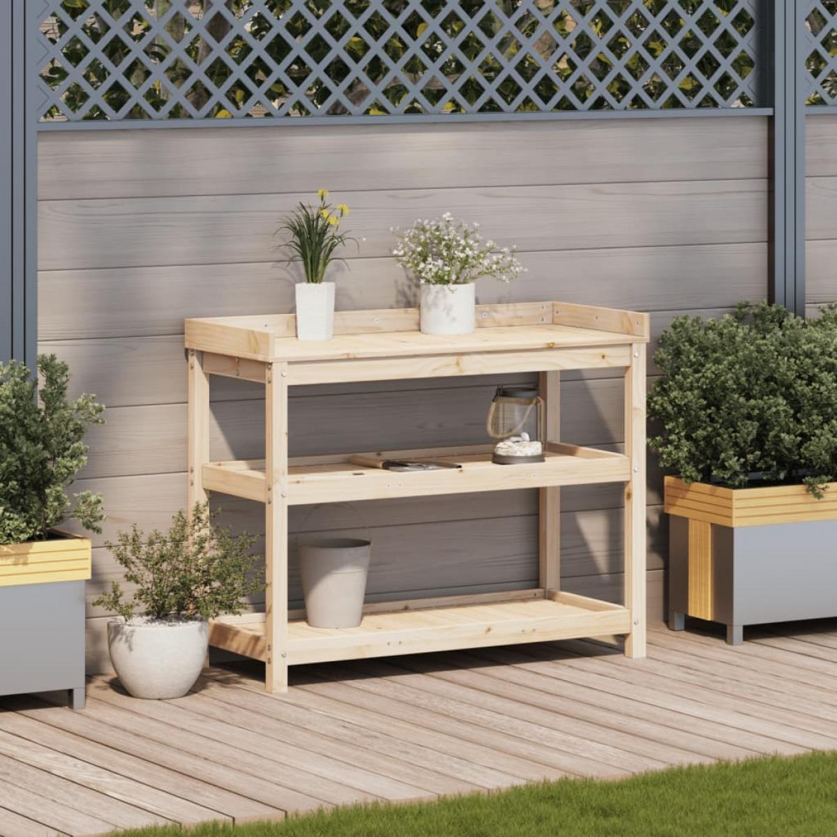 Mesa de plantación con estantes madera pino 108x45x86,5 cm