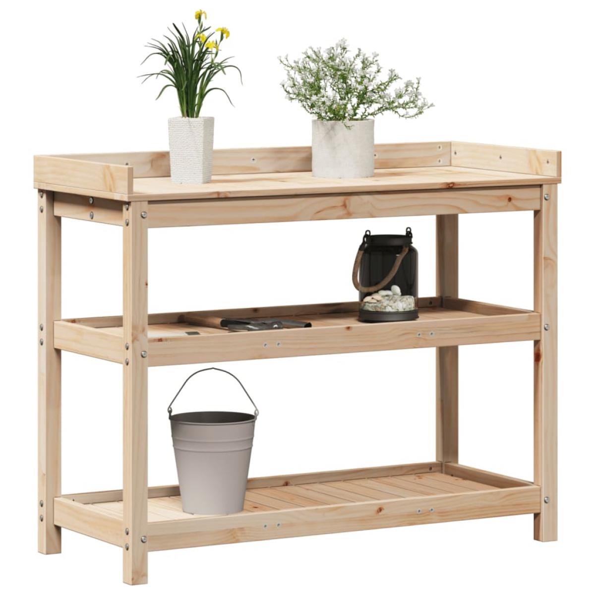 Mesa de plantación con estantes madera pino 108x45x86,5 cm