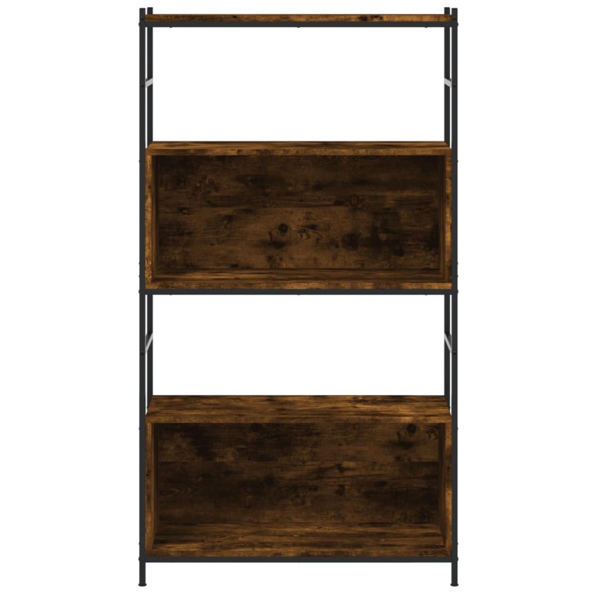 Estantería hierro madera ingeniería roble ahumado 80x30x145,5cm