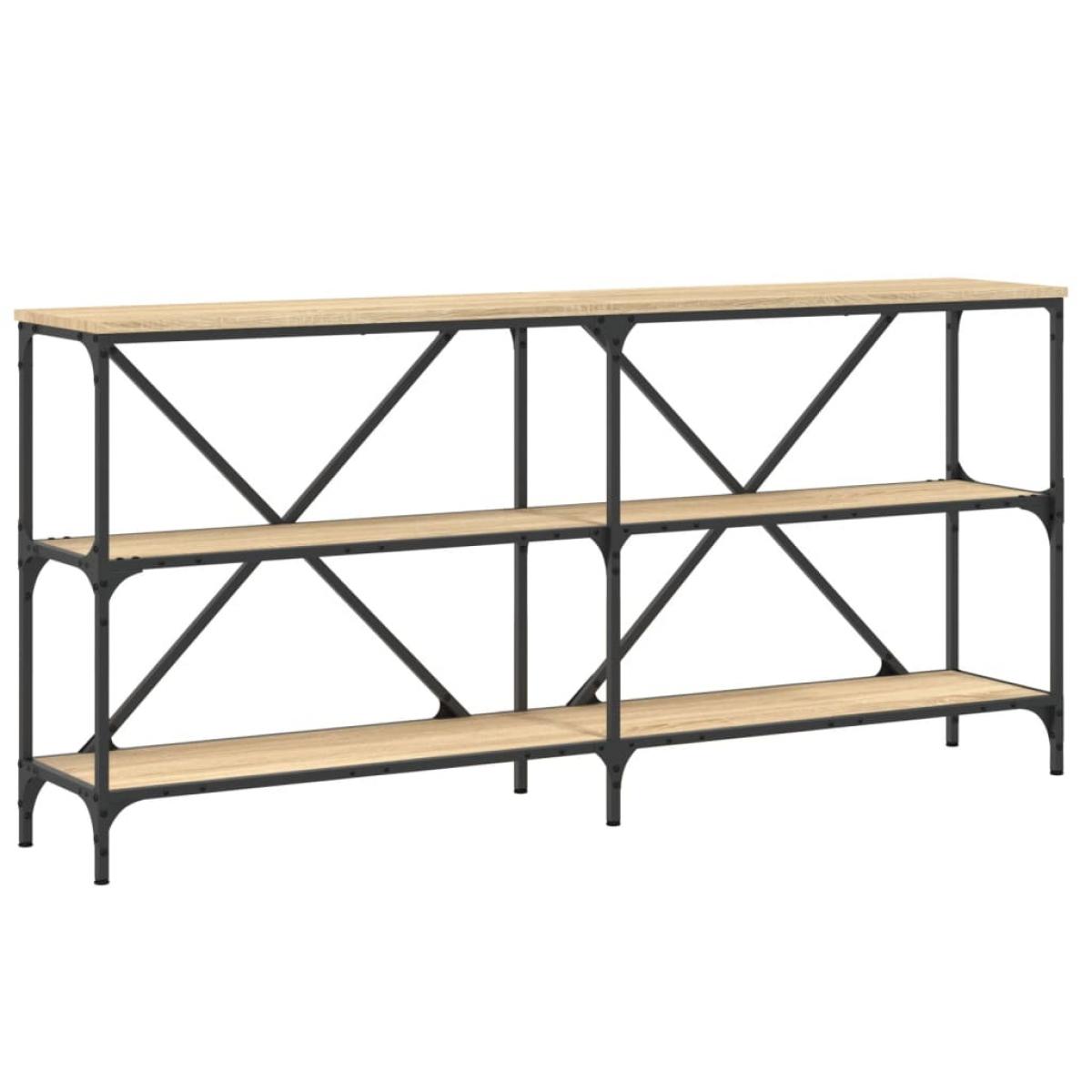 Mesa consola hierro madera ingeniería roble Sonoma 160x30x75 cm