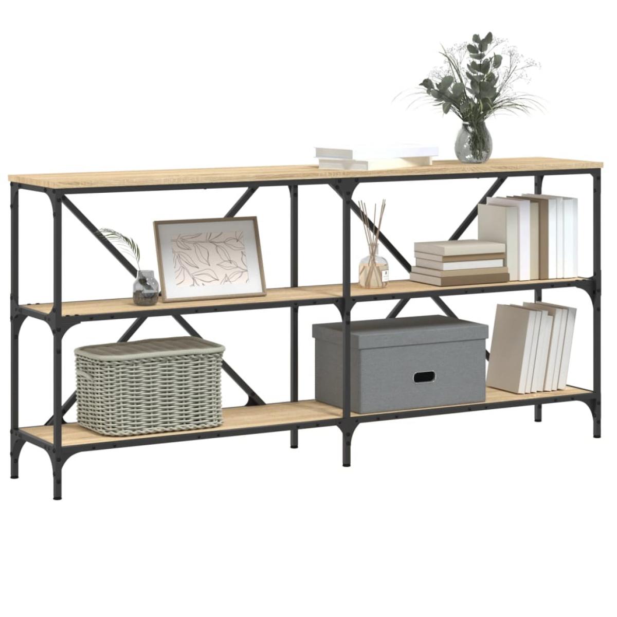 Mesa consola hierro madera ingeniería roble Sonoma 160x30x75 cm
