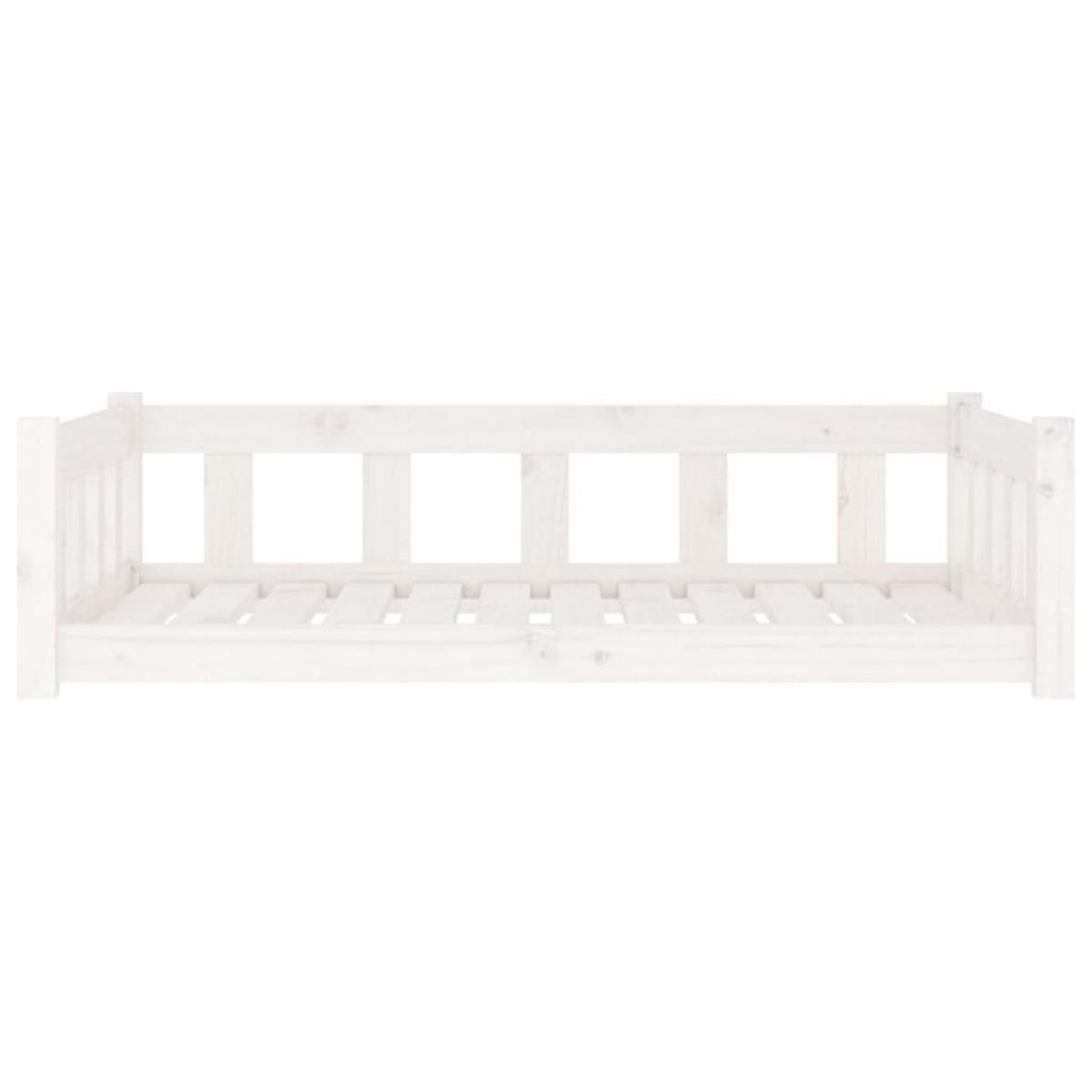 Cama para perros madera maciza de pino blanco 105,5x75,5x28 cm