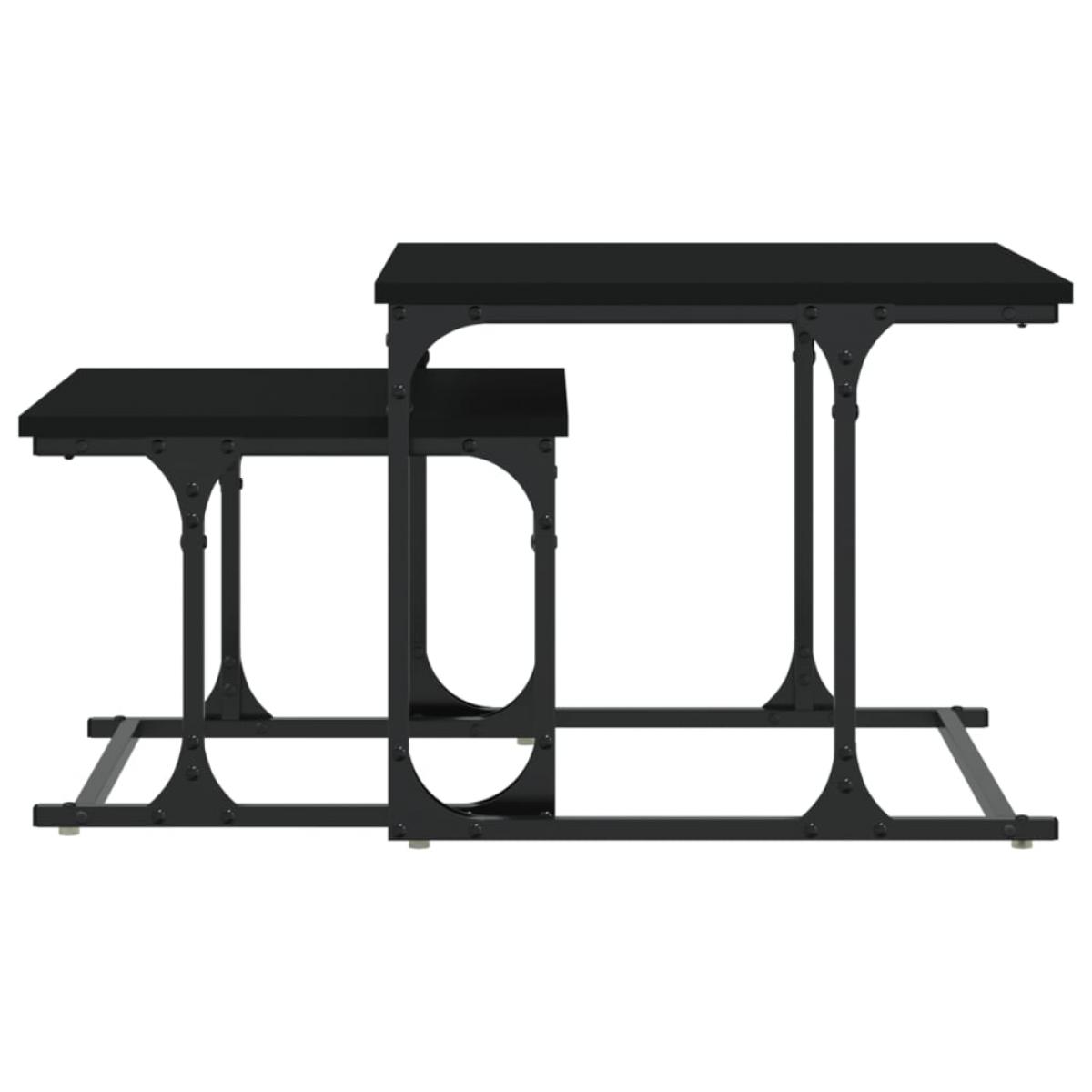 Mesa de centro apilable 2 piezas madera de ingeniería negro