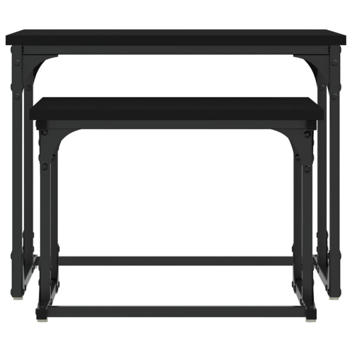 Mesa de centro apilable 2 piezas madera de ingeniería negro