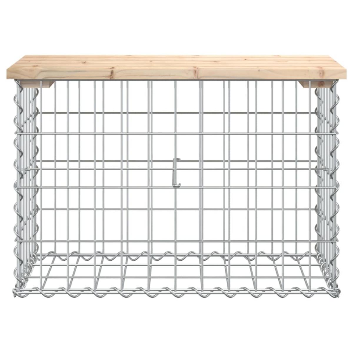 Banco de jardín diseño gaviones madera maciza pino 63x31,5x42cm