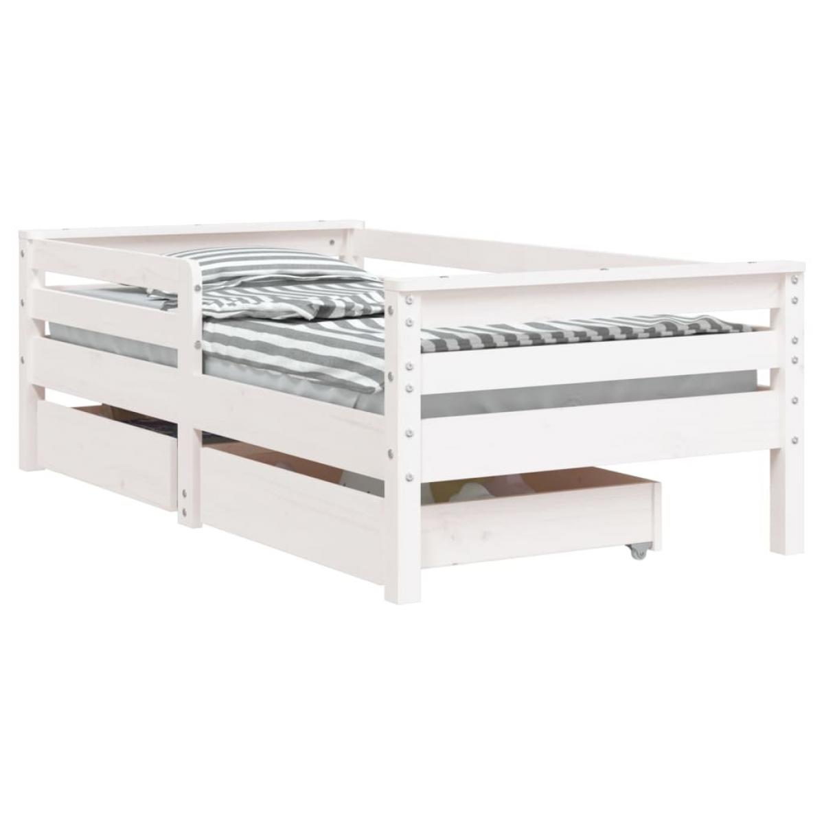 Estructura cama niños con cajones madera pino blanco 70x140 cm