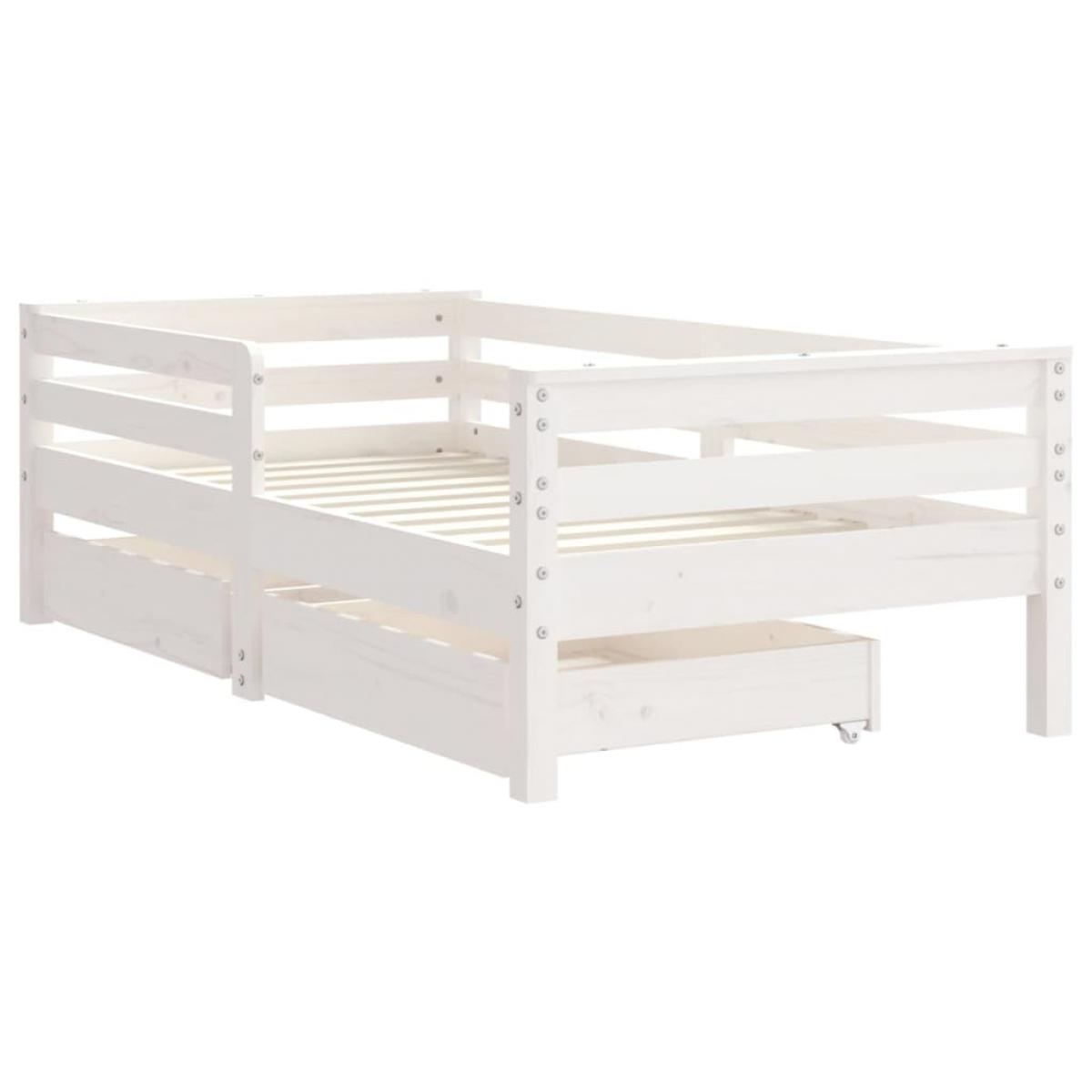 Estructura cama niños con cajones madera pino blanco 70x140 cm