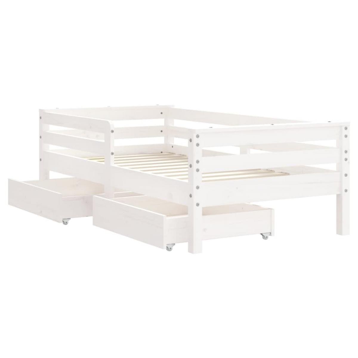Estructura cama niños con cajones madera pino blanco 70x140 cm