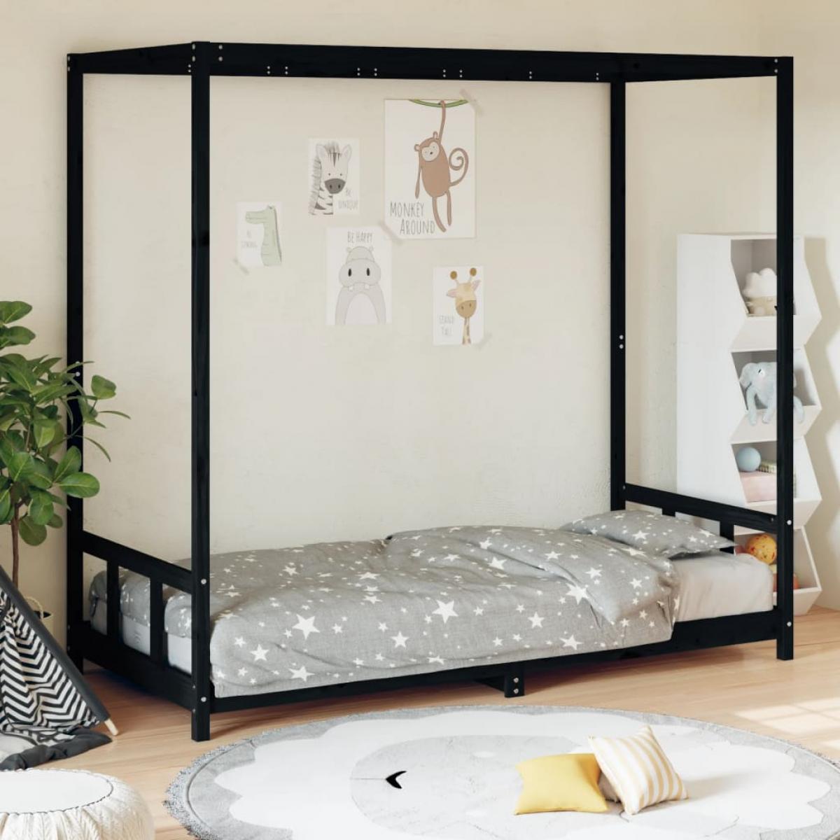 Estructura de cama para niños madera de pino negro 90x200 cm