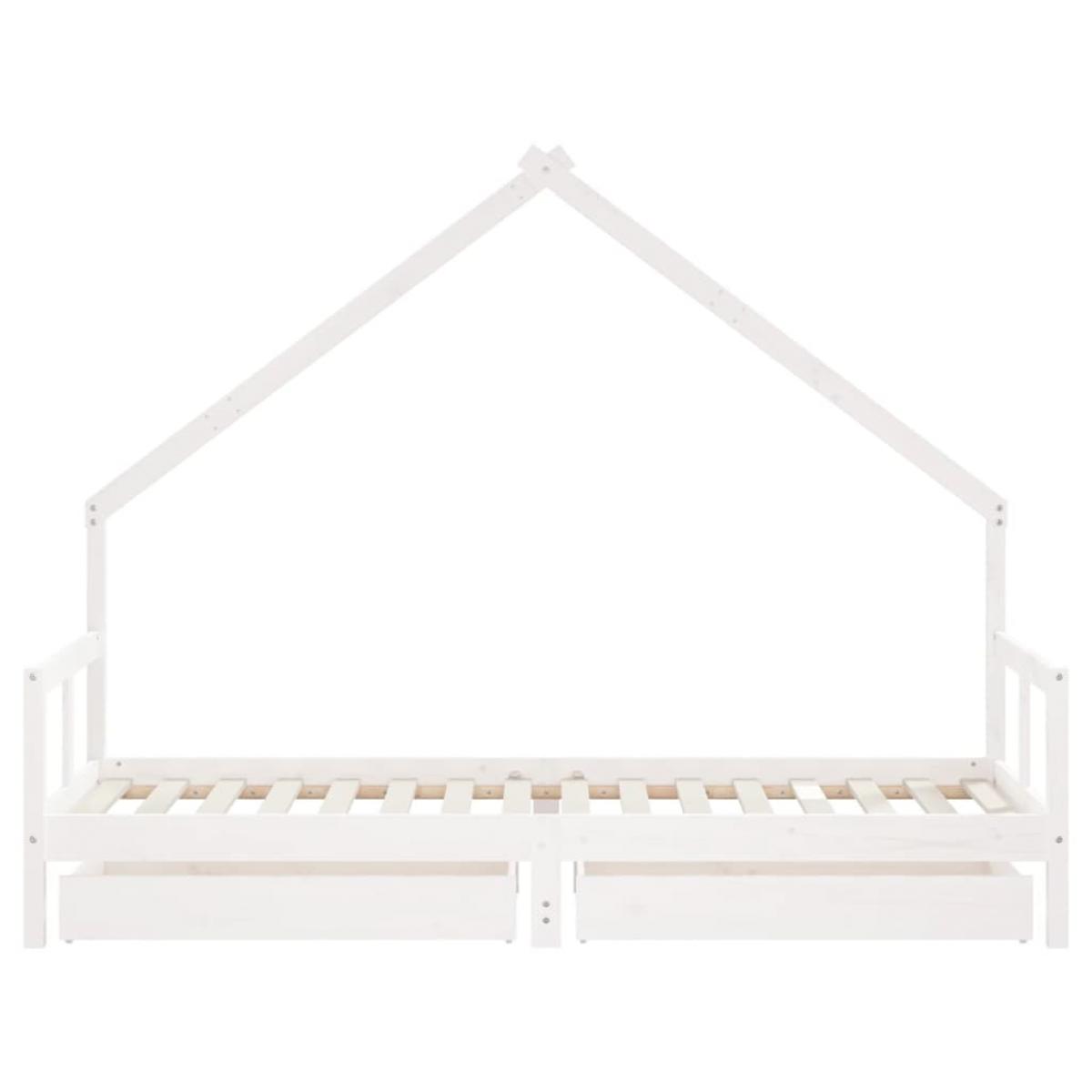 Estructura cama niños con cajones madera pino blanco 80x200 cm