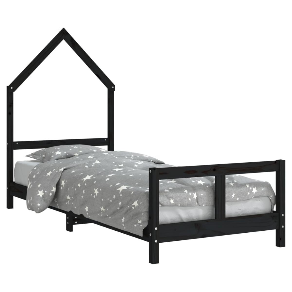 Estructura de cama para niños madera de pino negro 80x200 cm