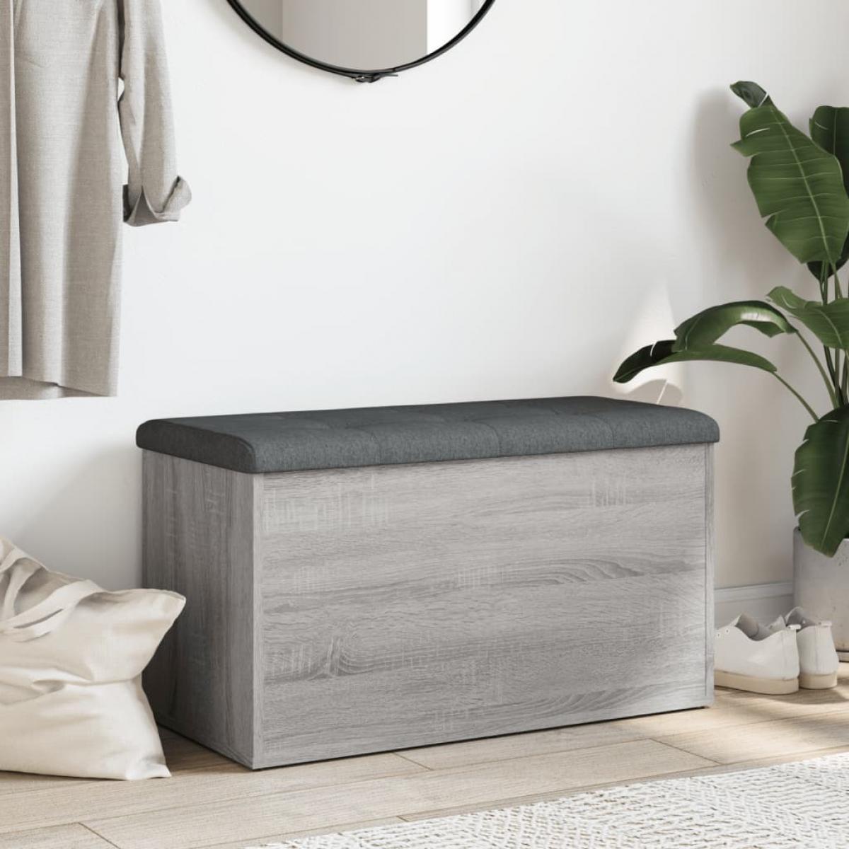 Banco con almacenaje madera ingeniería gris Sonoma 82x42x45 cm