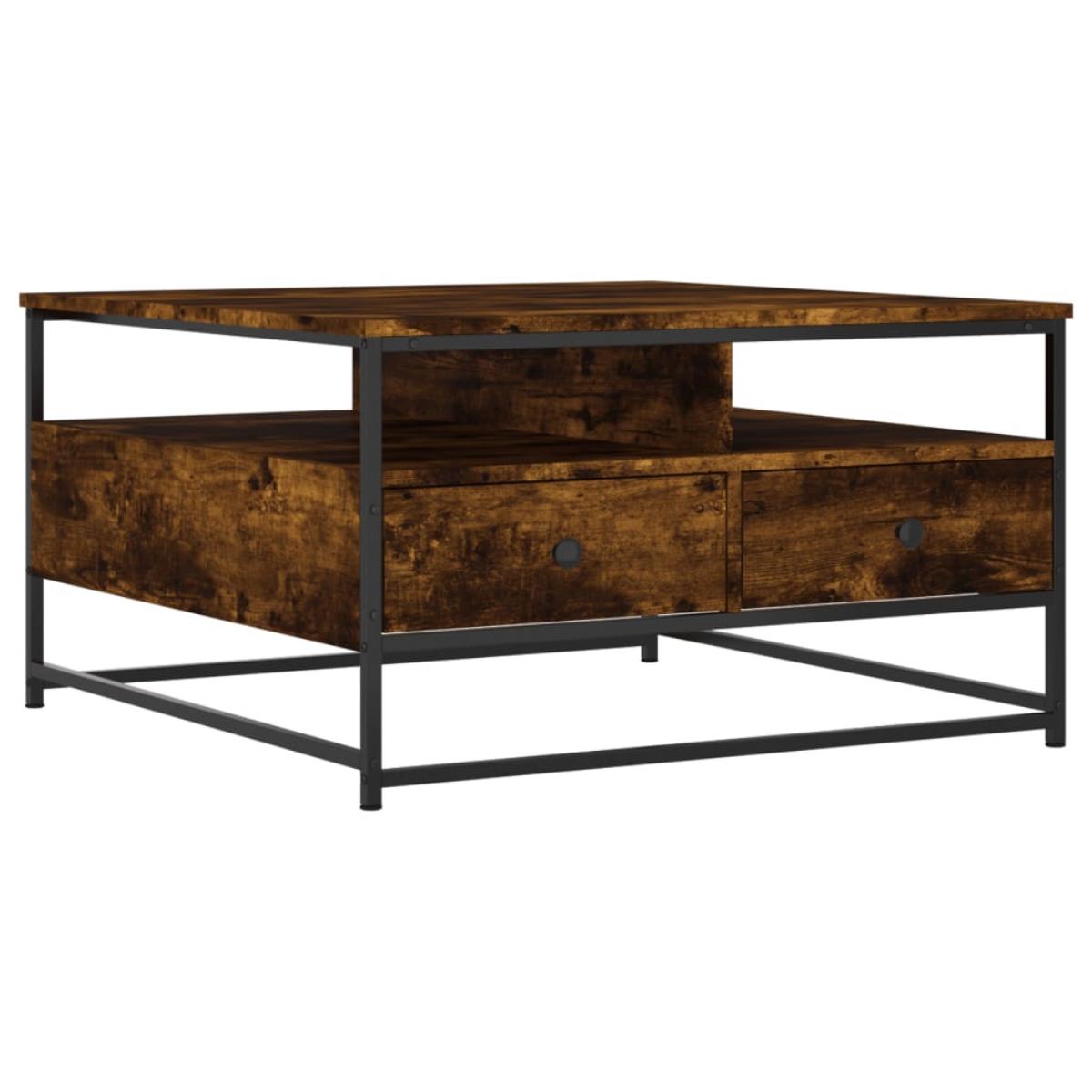 Mesa de centro madera de ingeniería roble ahumado 80x80x45 cm